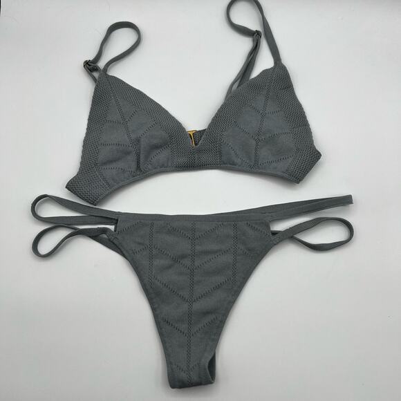 Beach Riot x Stone Cold Fox Capri Gray Knit Bikini Size S - Picture 4 of 7